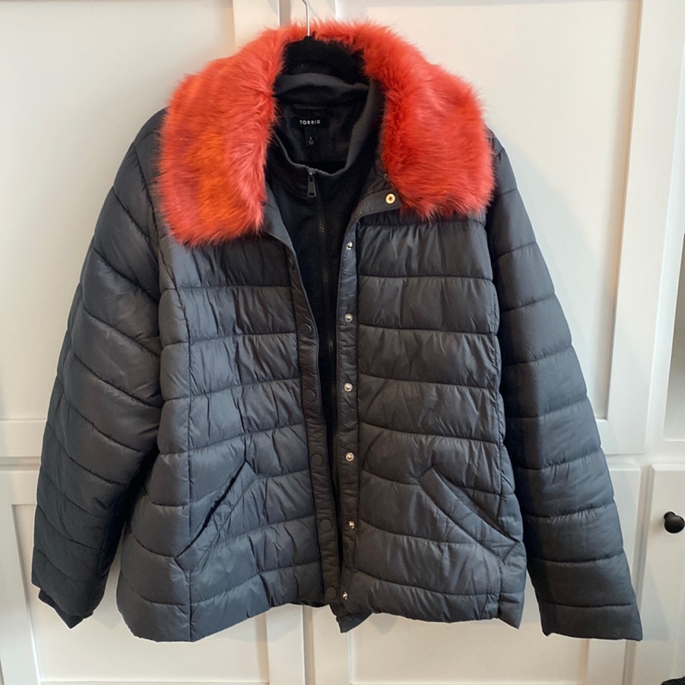 Torrid removable Pink “Fur” jacket size 4